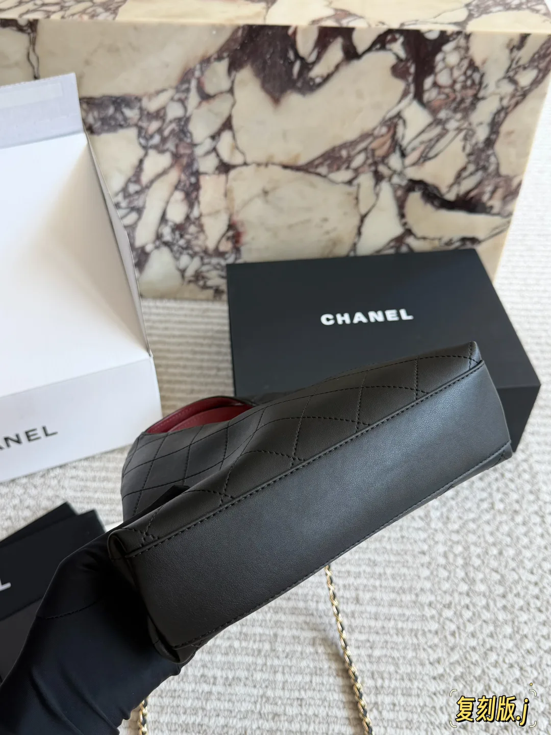 Chanel Quilted Glossy Crossbody Bag in Black · view 8