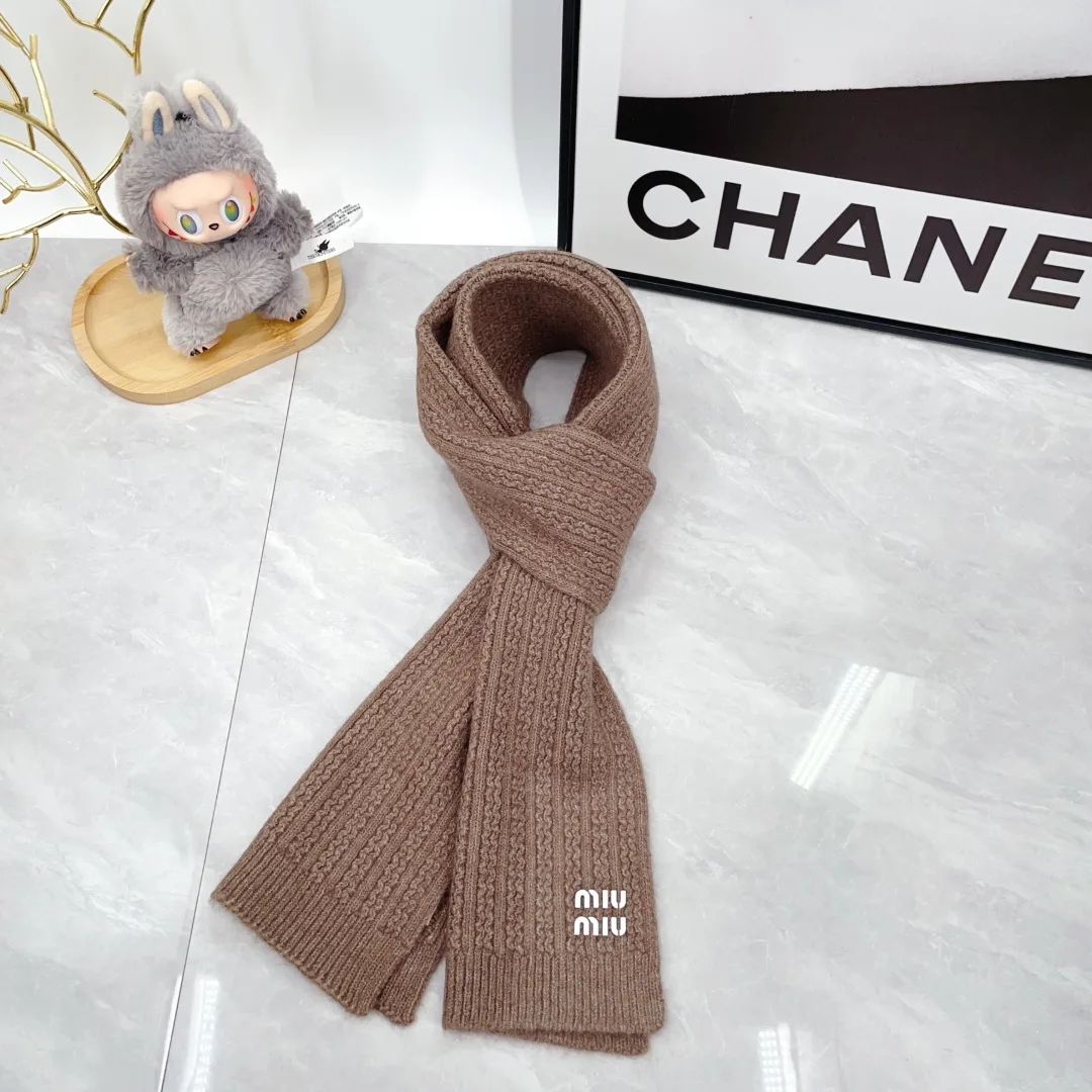 Miu Miu Wool Embroidered Hat Scarf and Gloves Set in Brown · view 4