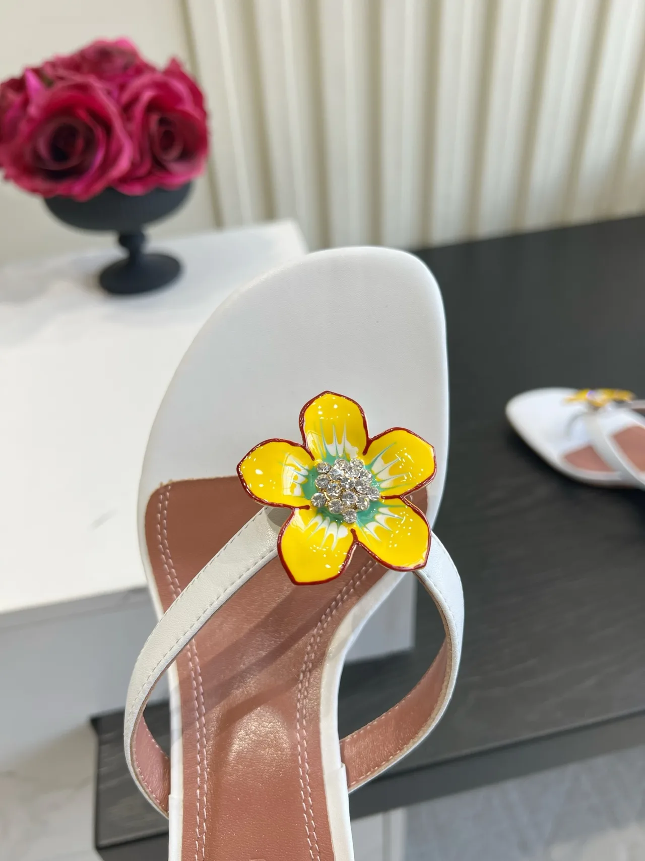 Amina Muaddi Silk Sandals in White · view 7