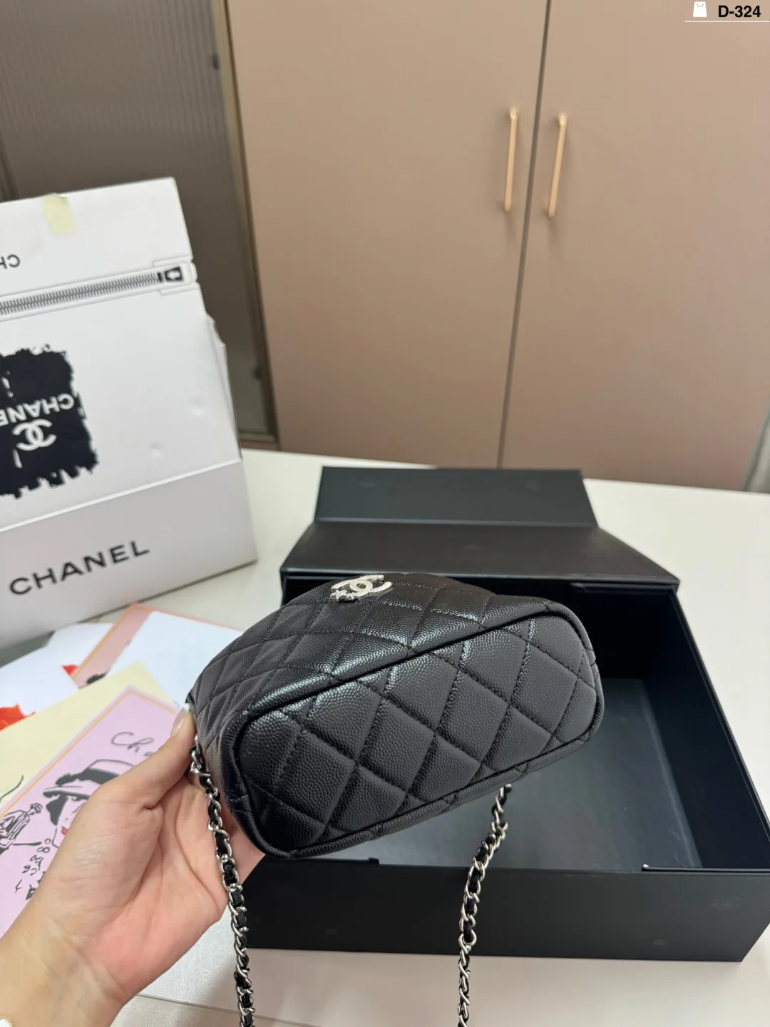 Chanel Quilted Bucket Bag in Black · view 7