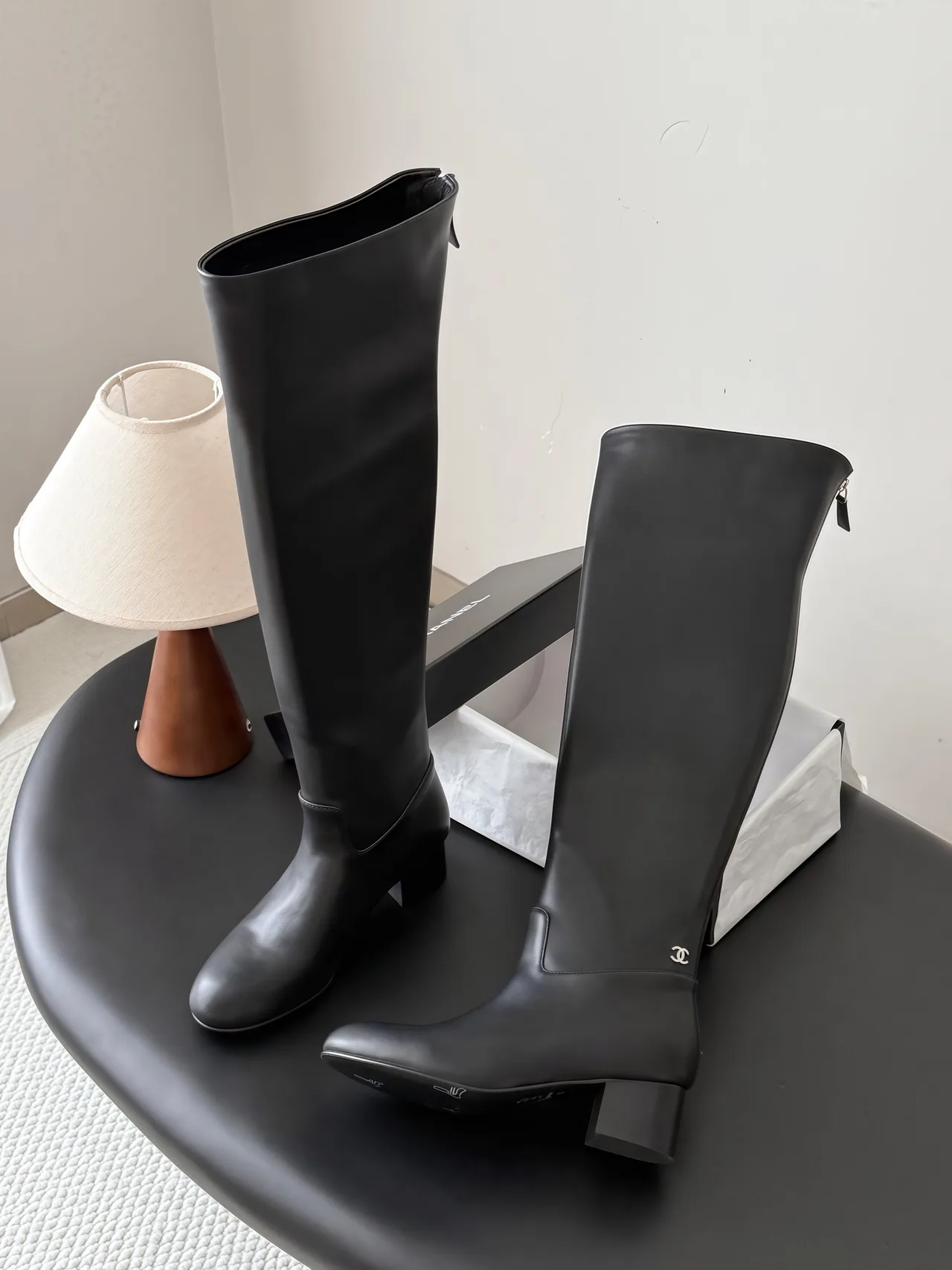 Chanel Sheepskin Boots in Black · view 4