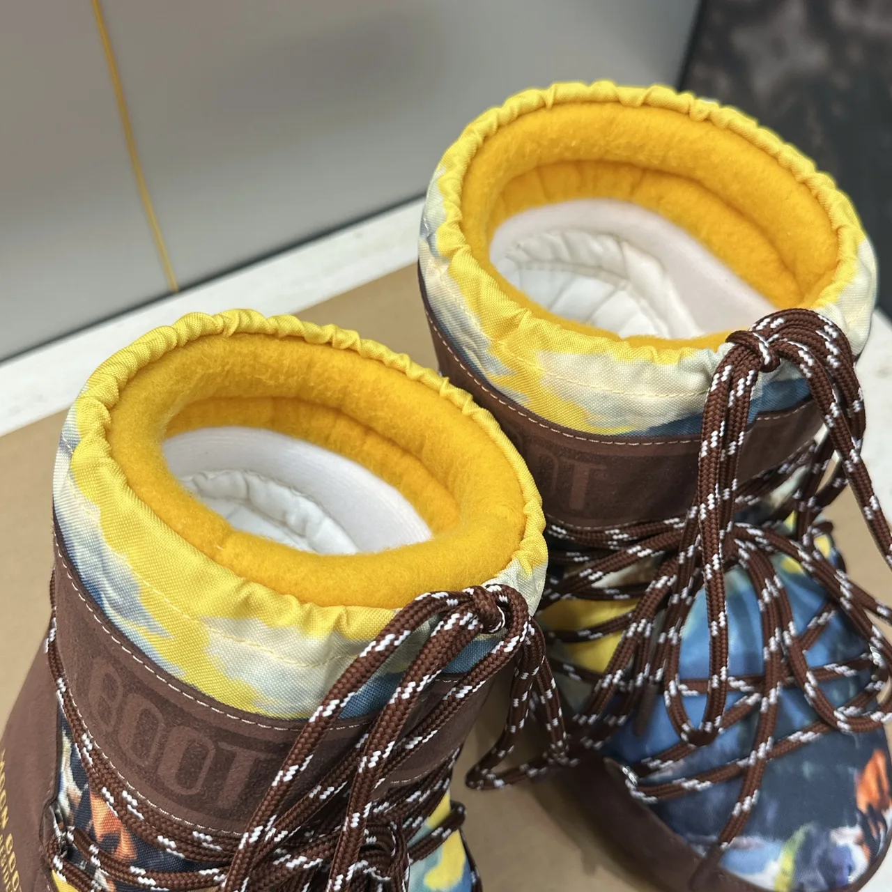 Moon Boot Woven Lace-Up Snow Boots in Brown · view 7