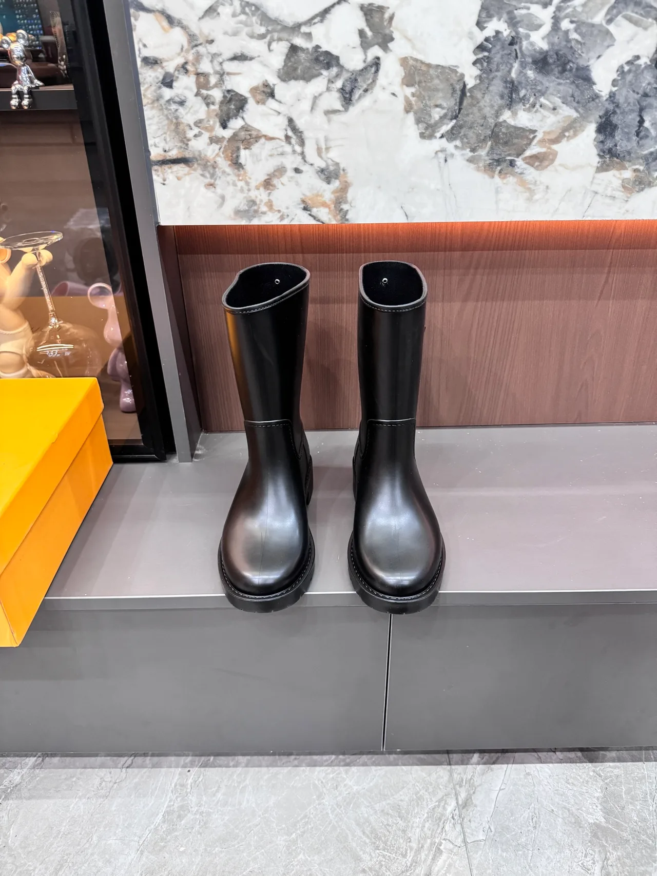 Louis Vuitton Glossy Mid-Calf Boots in Black · view 2
