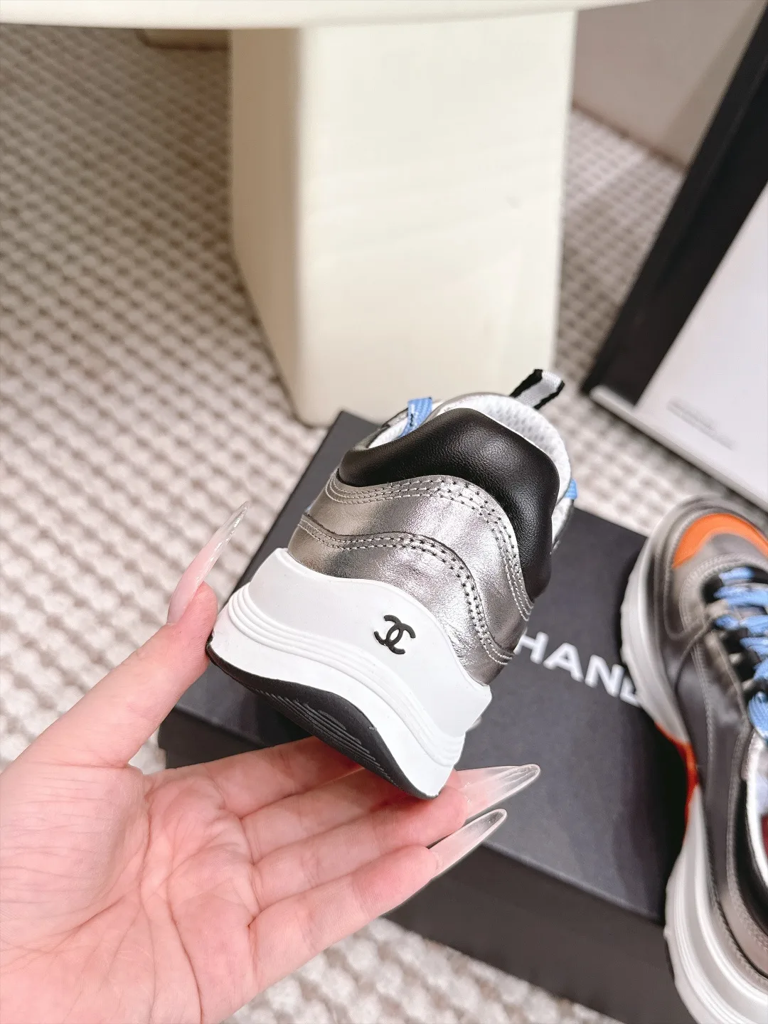 Loewe Cowhide Sneakers in Silver · view 8