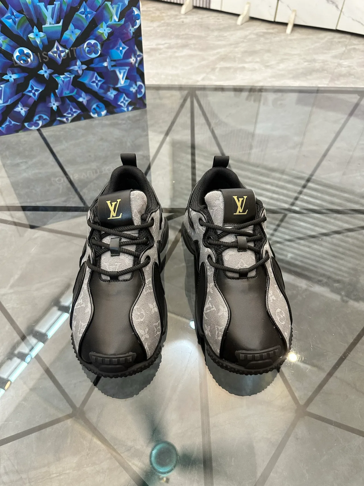 Louis Vuitton Cowhide Smooth Sneakers in Black · view 2