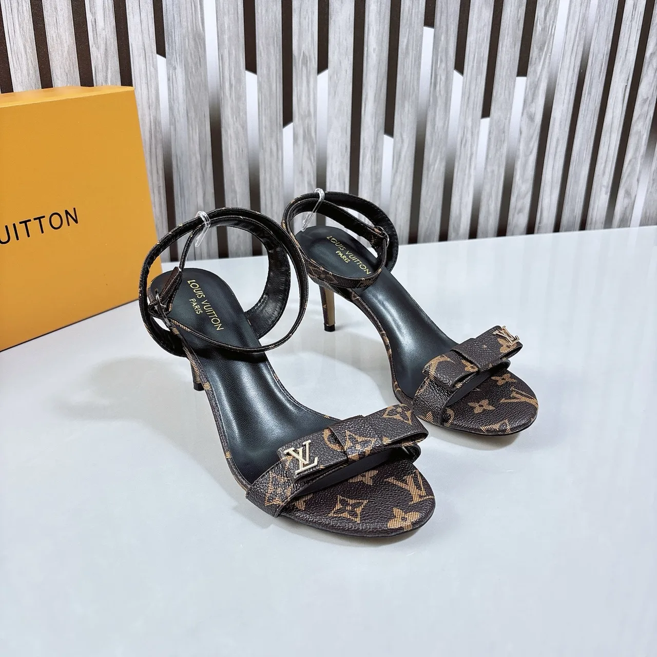 Louis Vuitton Monogram Ankle Strap Sandals in Brown · view 5