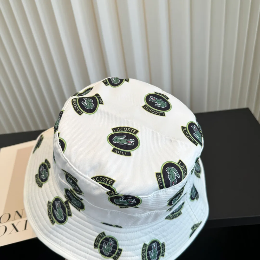 Lacoste Golf-Pattern Bucket Hat in White · view 6
