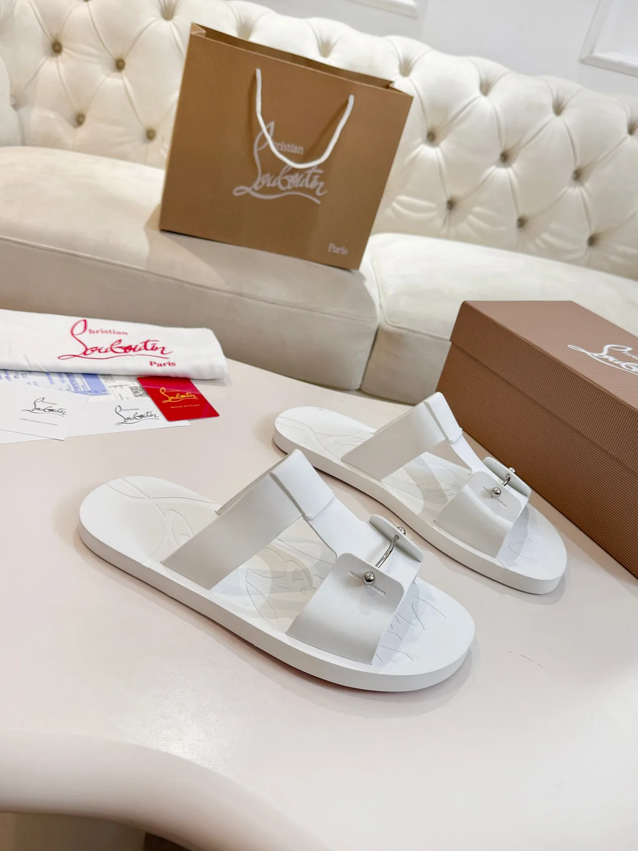 Christian Louboutin Slide Sandals in White · view 3