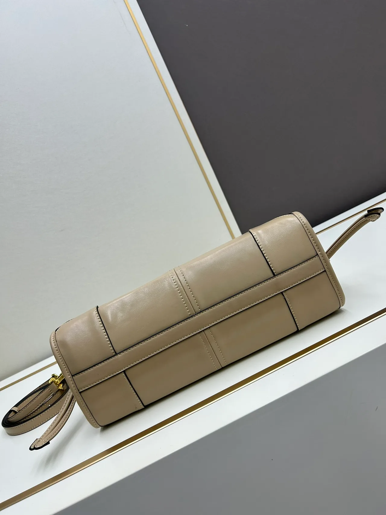 Prada Smooth Top-Handle Bag in Beige · view 5