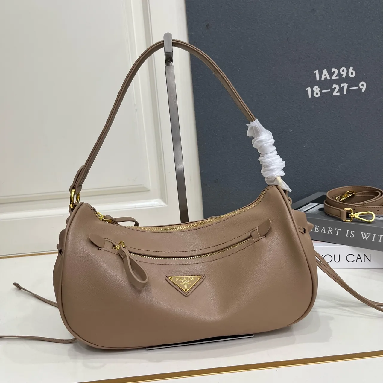 Prada Leather Hobo Bag in Grey · view 1