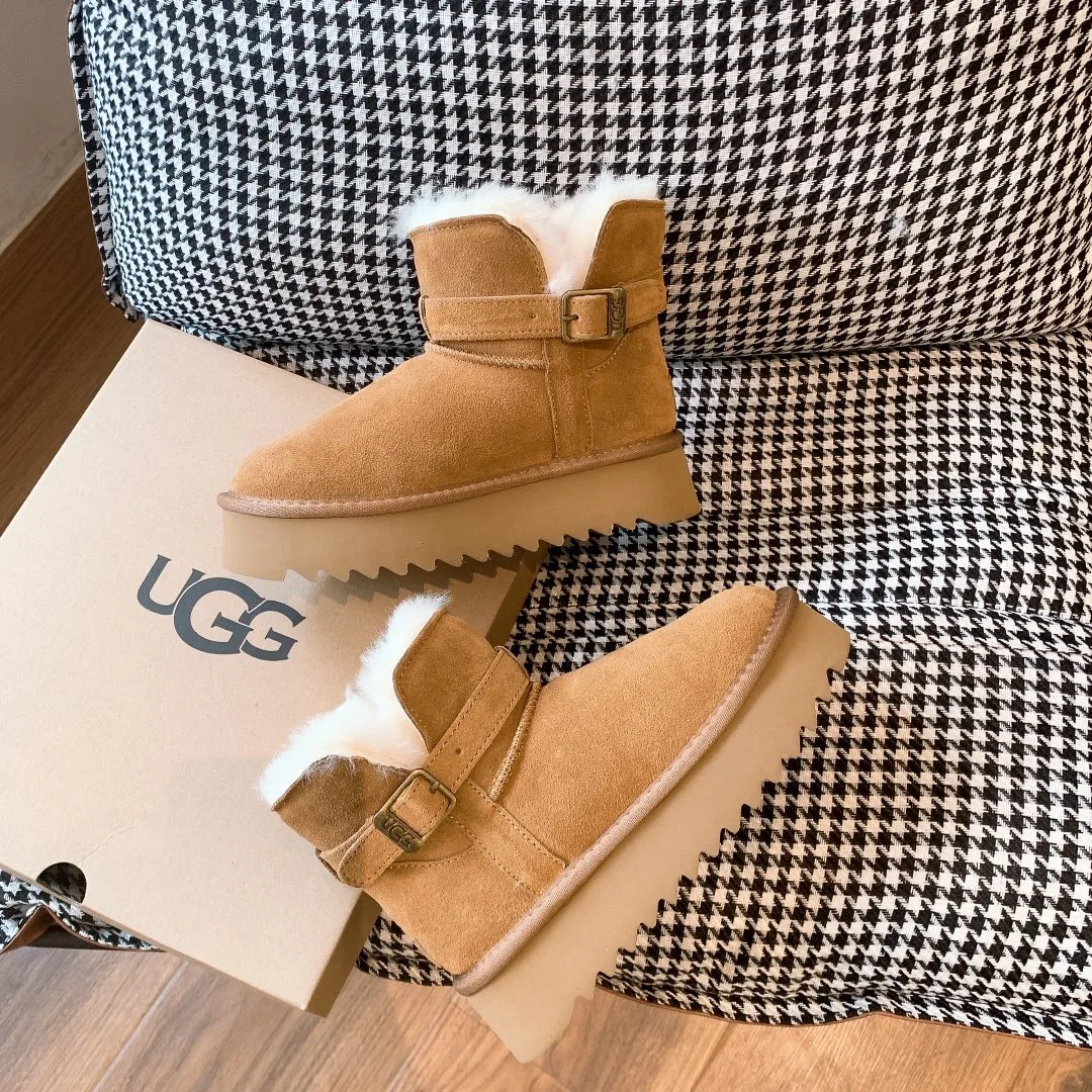 UGG Cowhide Wool Suede-Look Boots in Tan · view 7
