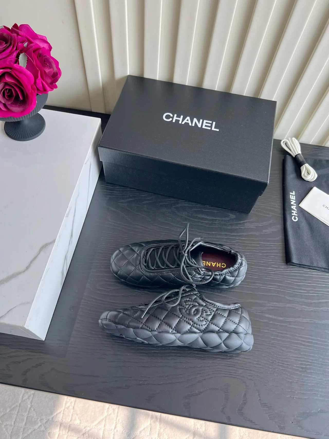 Chanel Sheepskin Smooth Sneakers in Black · view 5