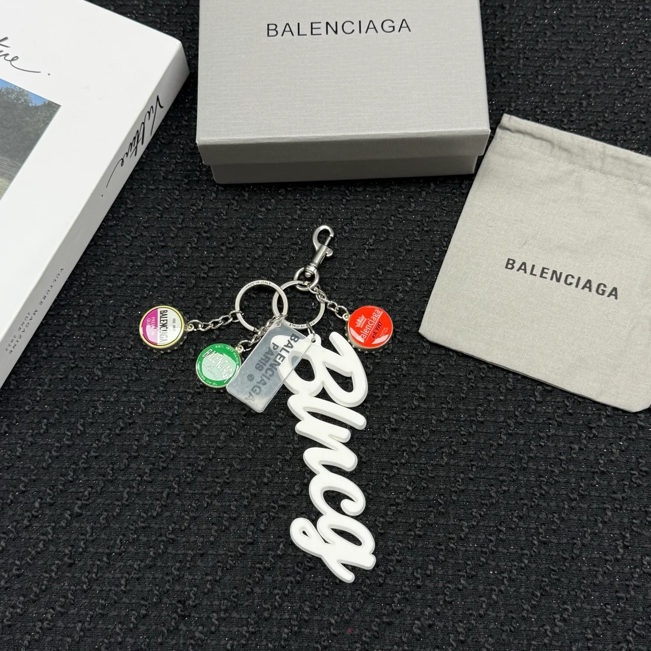 Balenciaga Bag Charm Assembly in Silver & Pink & White & Green · view 3
