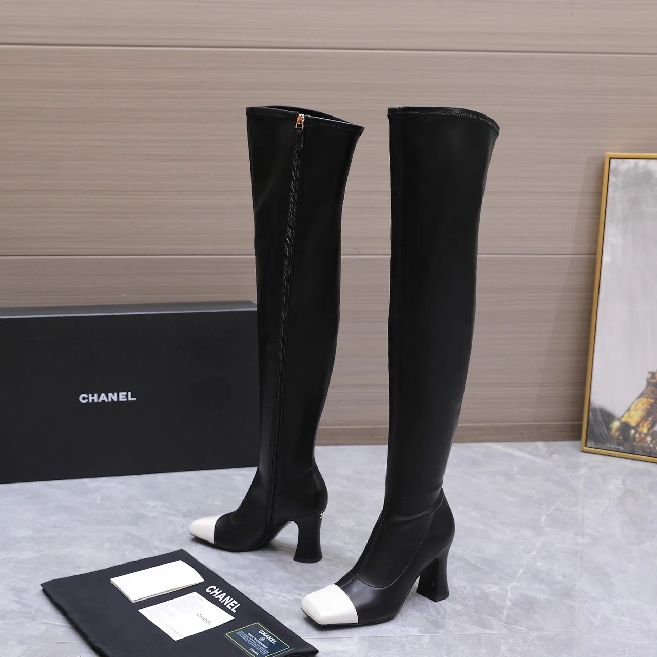 Chanel Cowhide Boots in Black · view 6
