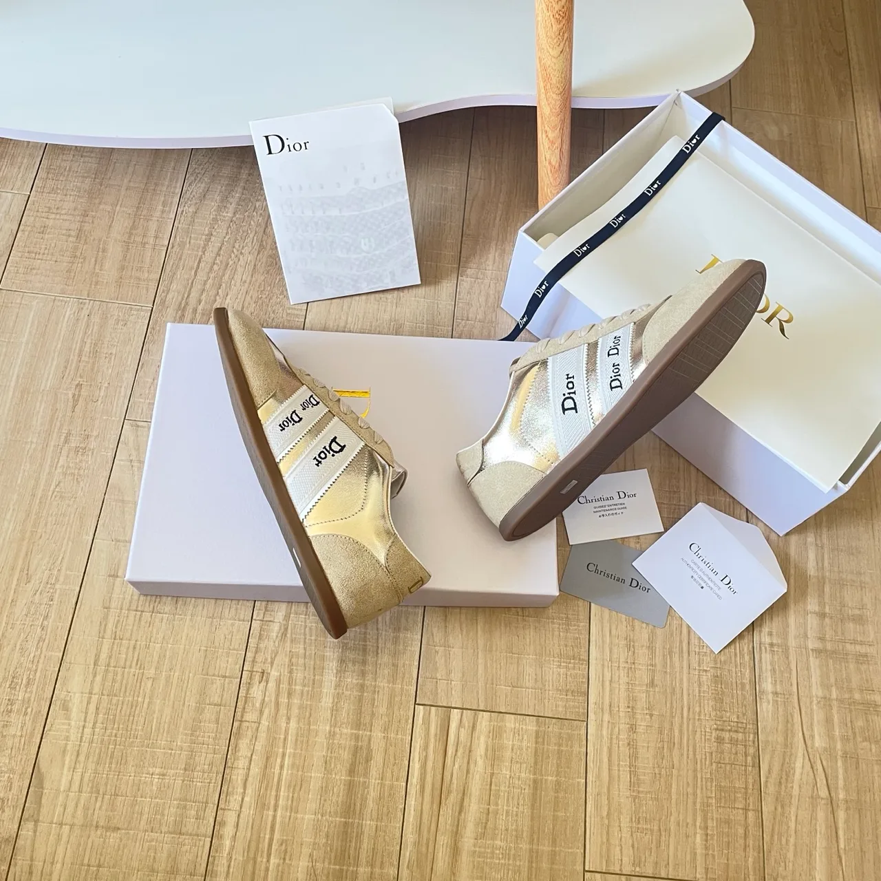 Dior Leather Sneakers in Gold · view 5