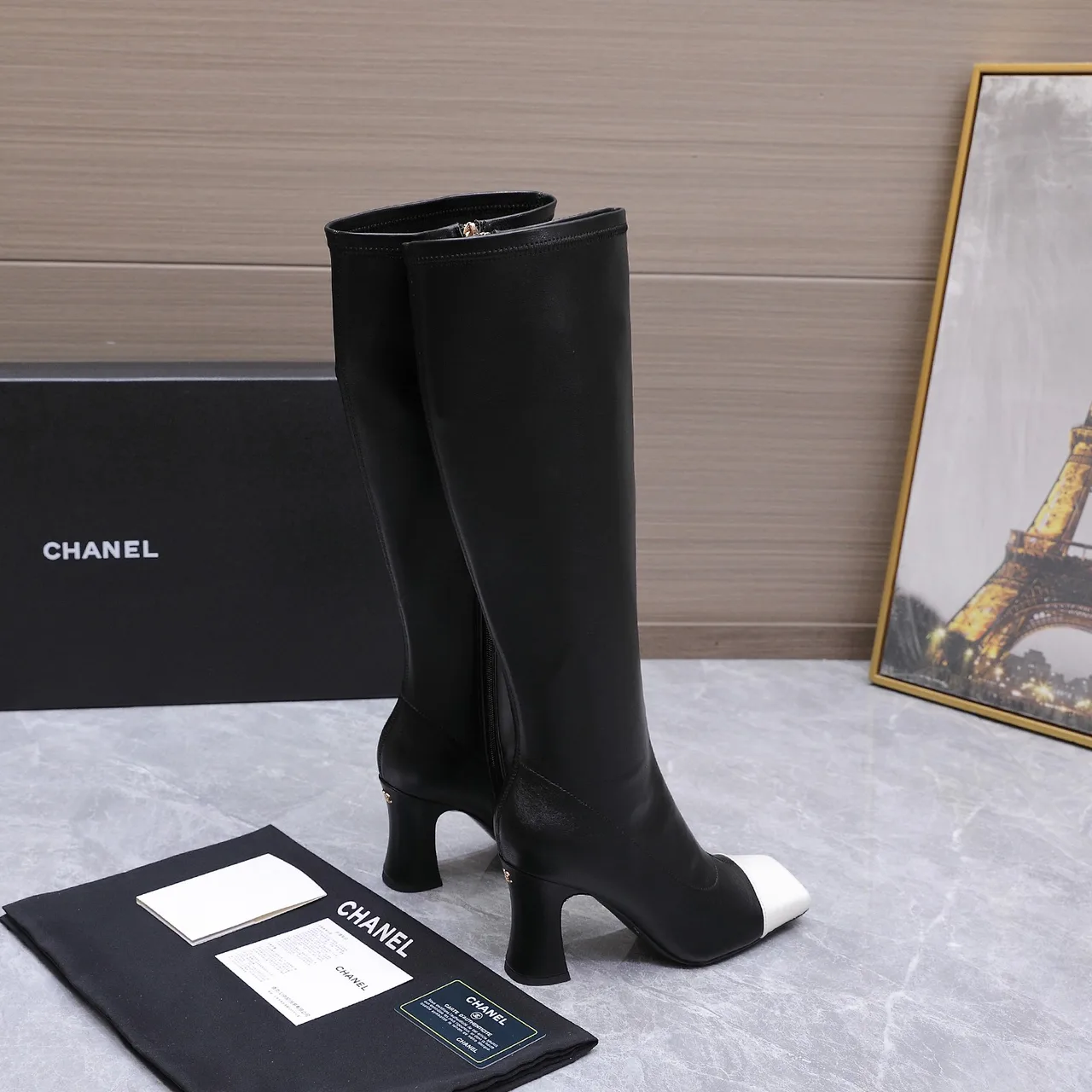 Chanel Cowhide Knee-High Boots in Black · view 2