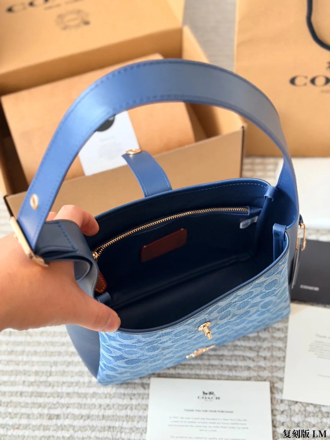 Coach Hadley Shoulder Bag in Black & Blue · view 5