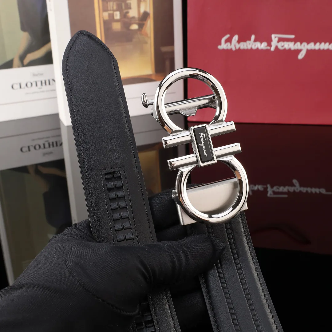 Ferragamo Gancini Buckle Belt in Black · view 6