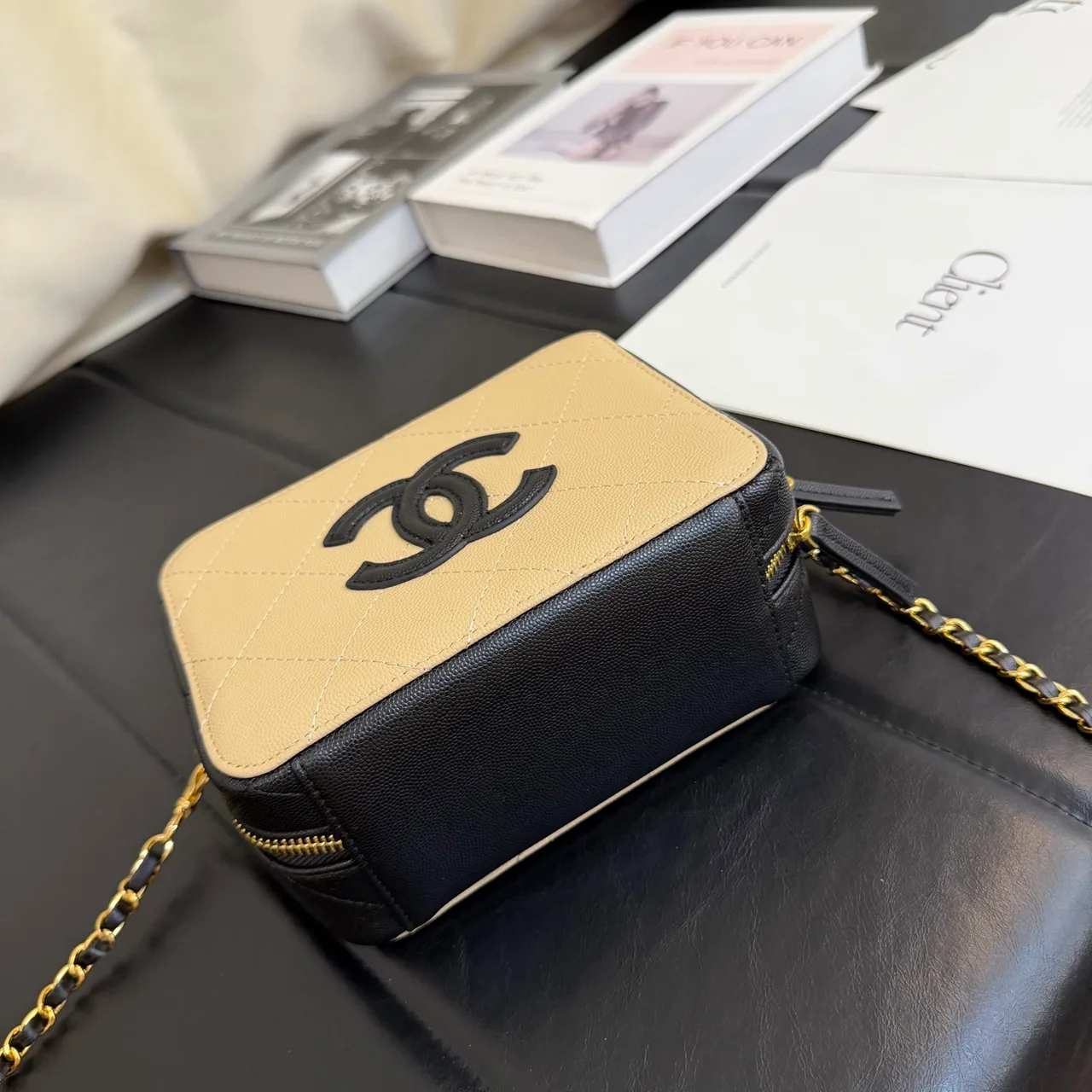 Chanel Quilted Crossbody Bag in Beige · view 4