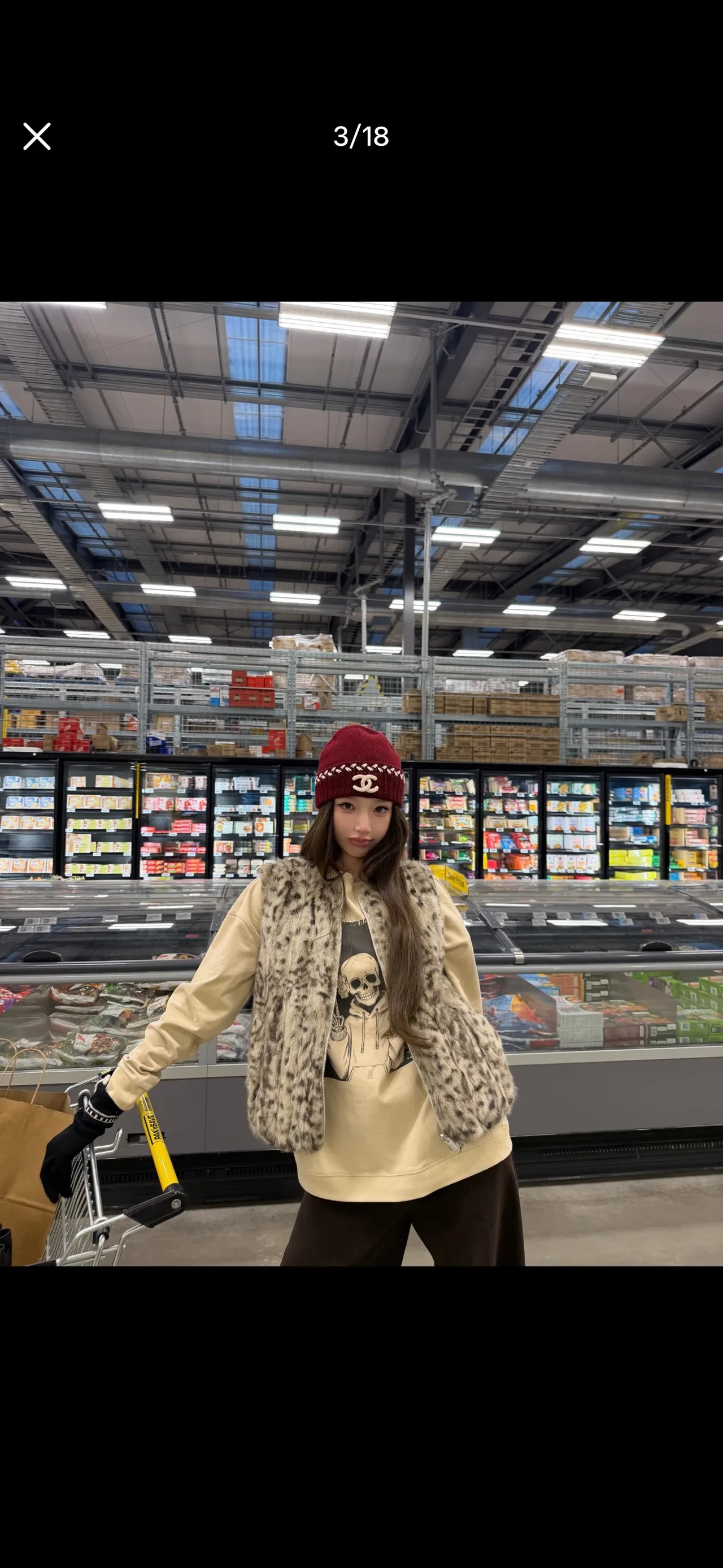 Chanel CC Wreath Beanie in Black & White & Red · view 8
