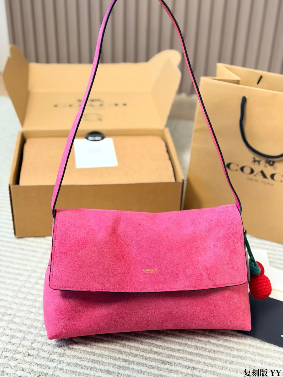 Coach Suede Clutch in Pink · view 1