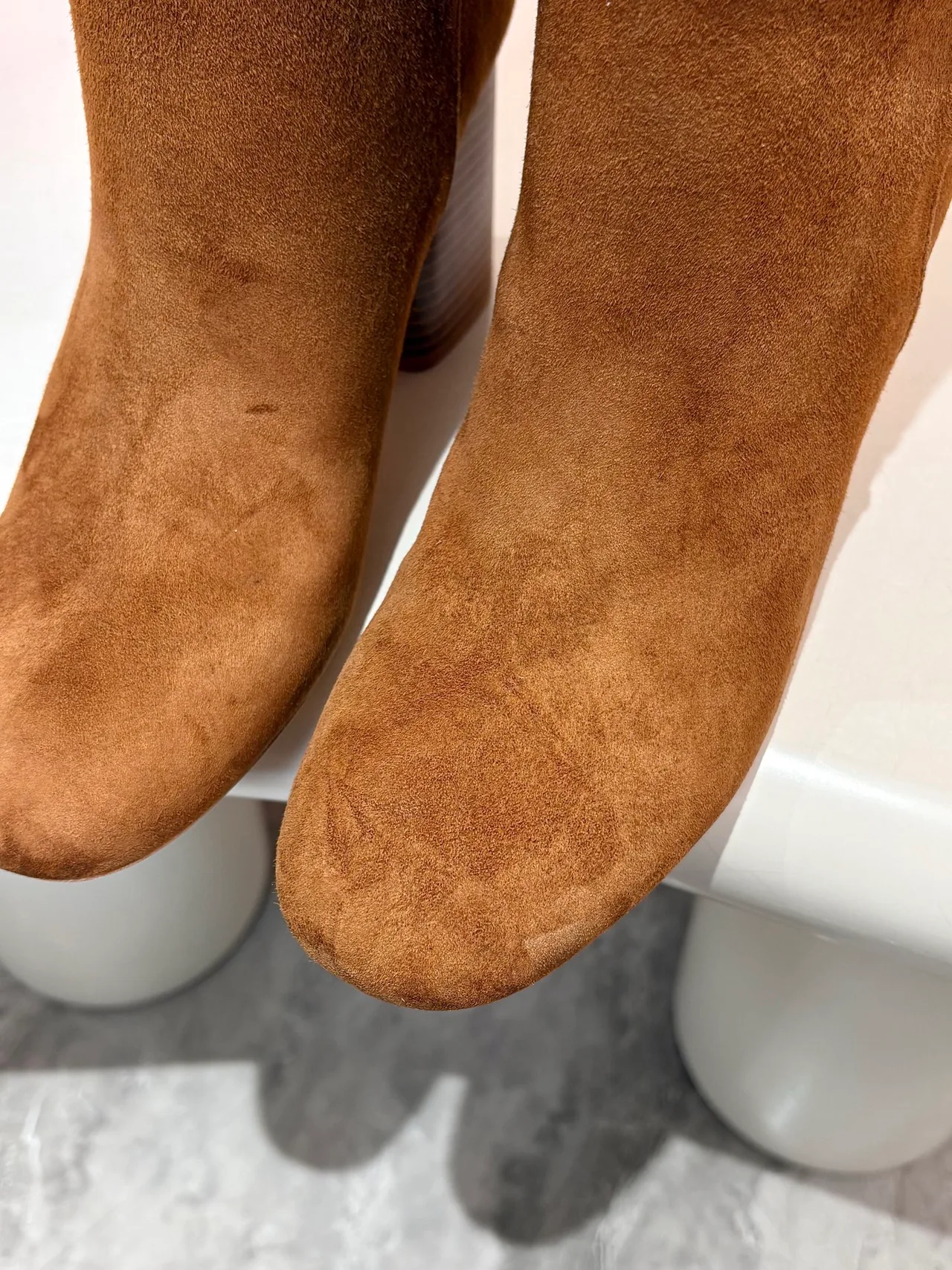 Hermes Suede-Look Round-Toe Knee-High Boots in Brown · view 7