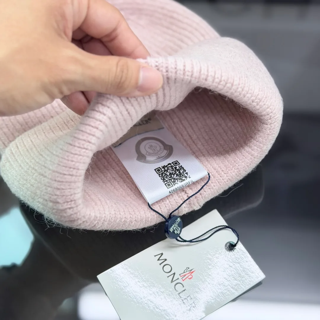 Moncler Ribbed Beanie in Pink · view 6