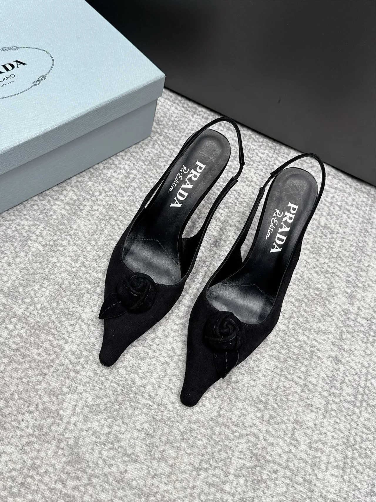 Prada Pointed Slingback Pumps in Black · view 3