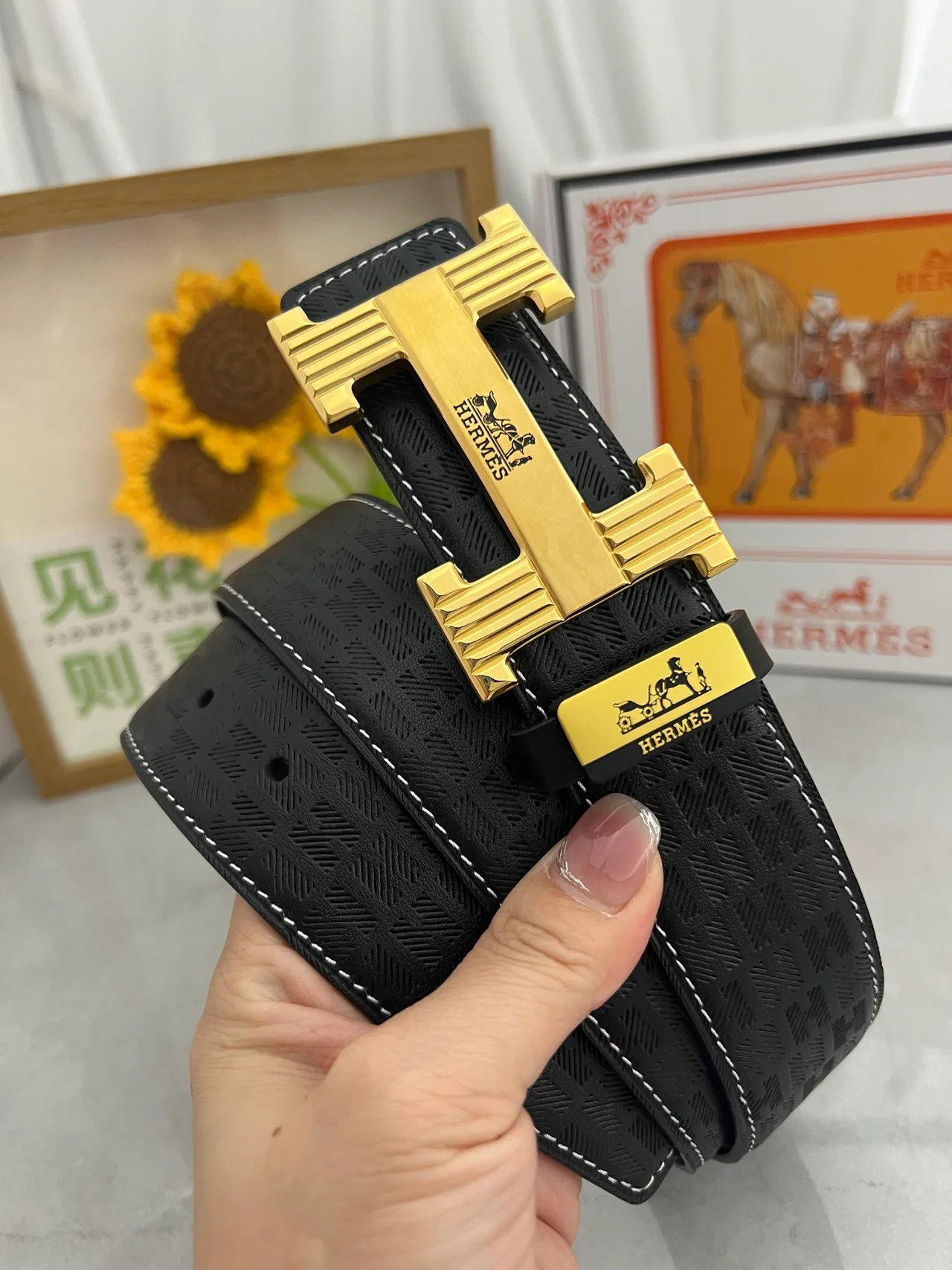Hermes H Buckle Belt in Black · view 2