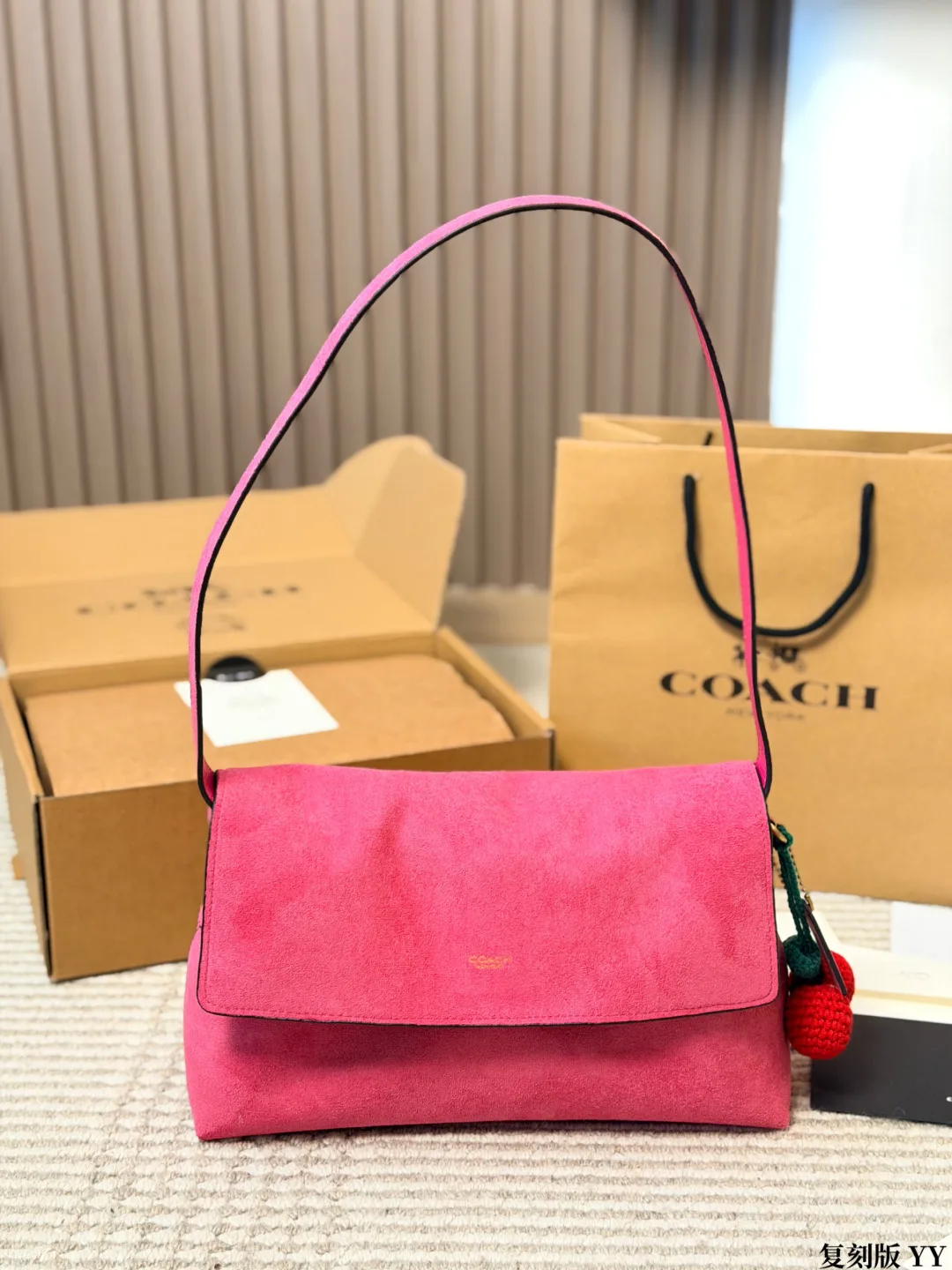 Coach Suede Clutch in Pink · view 4