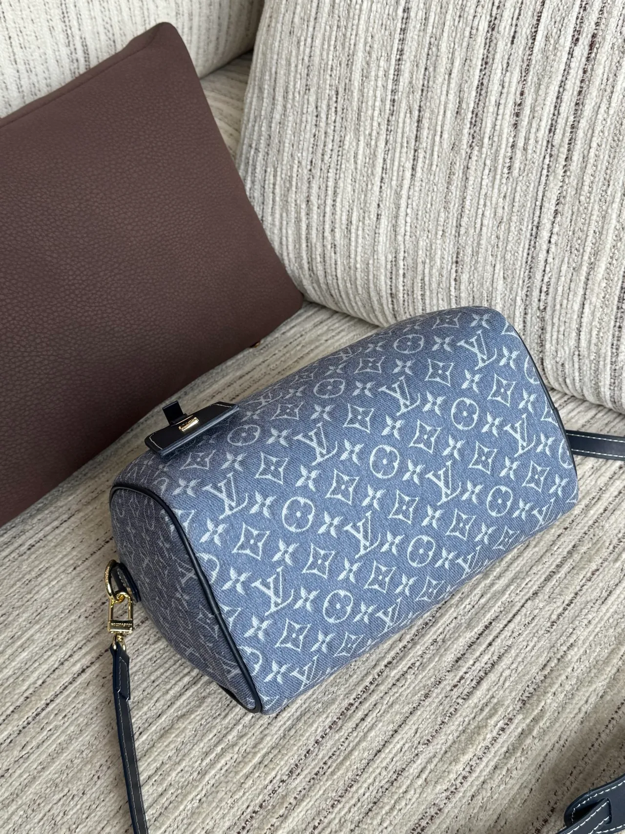 Louis Vuitton Canvas Monogram Top-Handle Bag in Blue · view 6