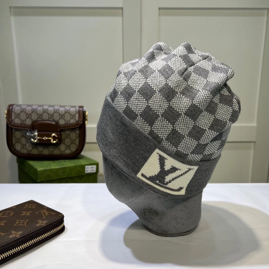 Louis Vuitton Check Beanie in Grey & Black · view 1