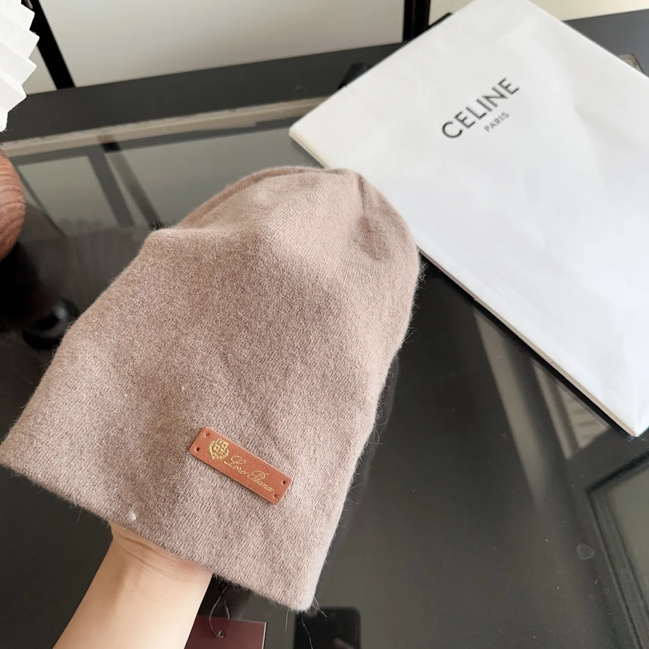 Celine Smooth Beanie in Brown · view 5