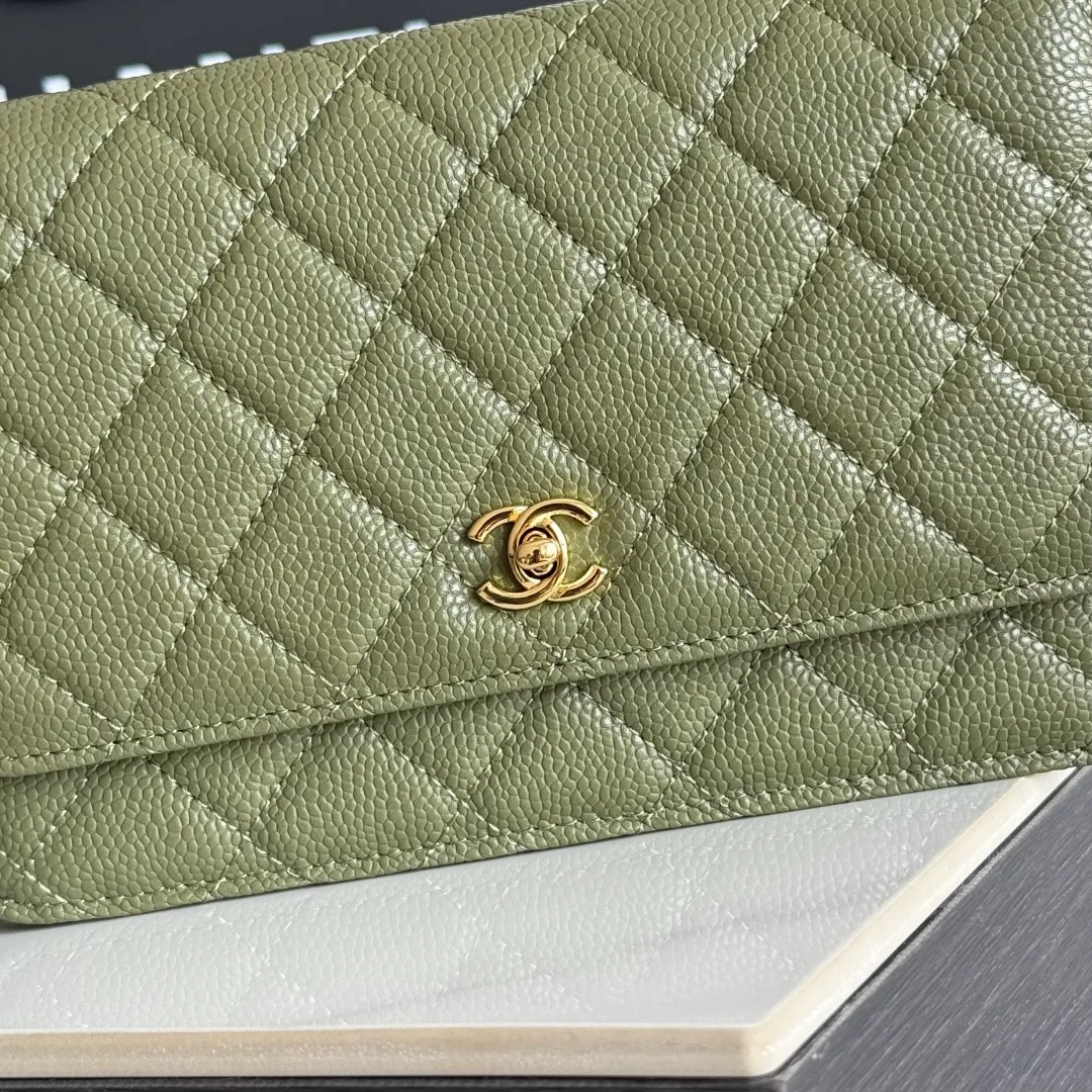 Chanel Calfskin Quilted Clutch in Green · view 6