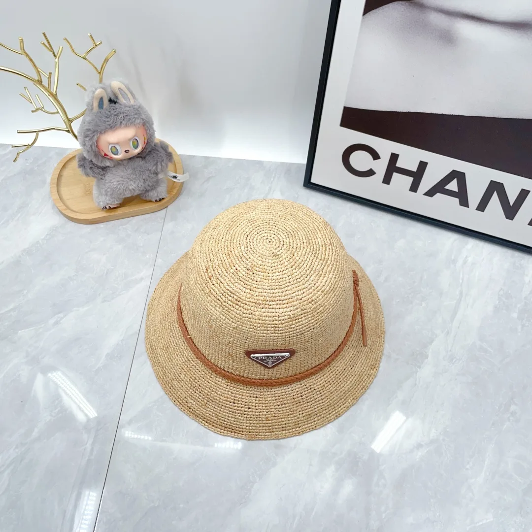 Prada Woven Bucket Hat in Beige · view 8
