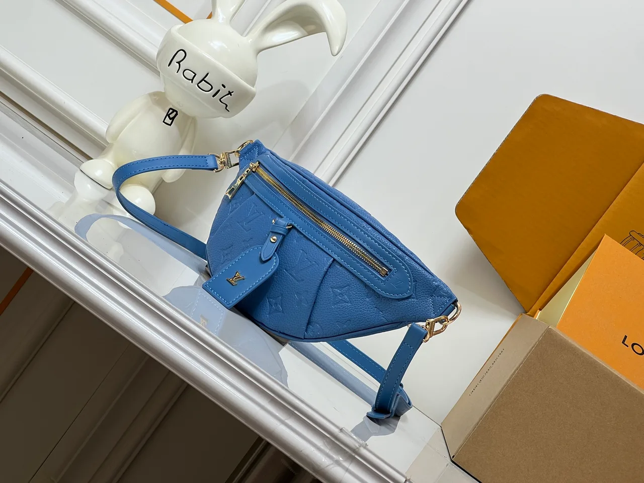 Louis Vuitton Leather Embossed Belt Bag in Blue · view 3