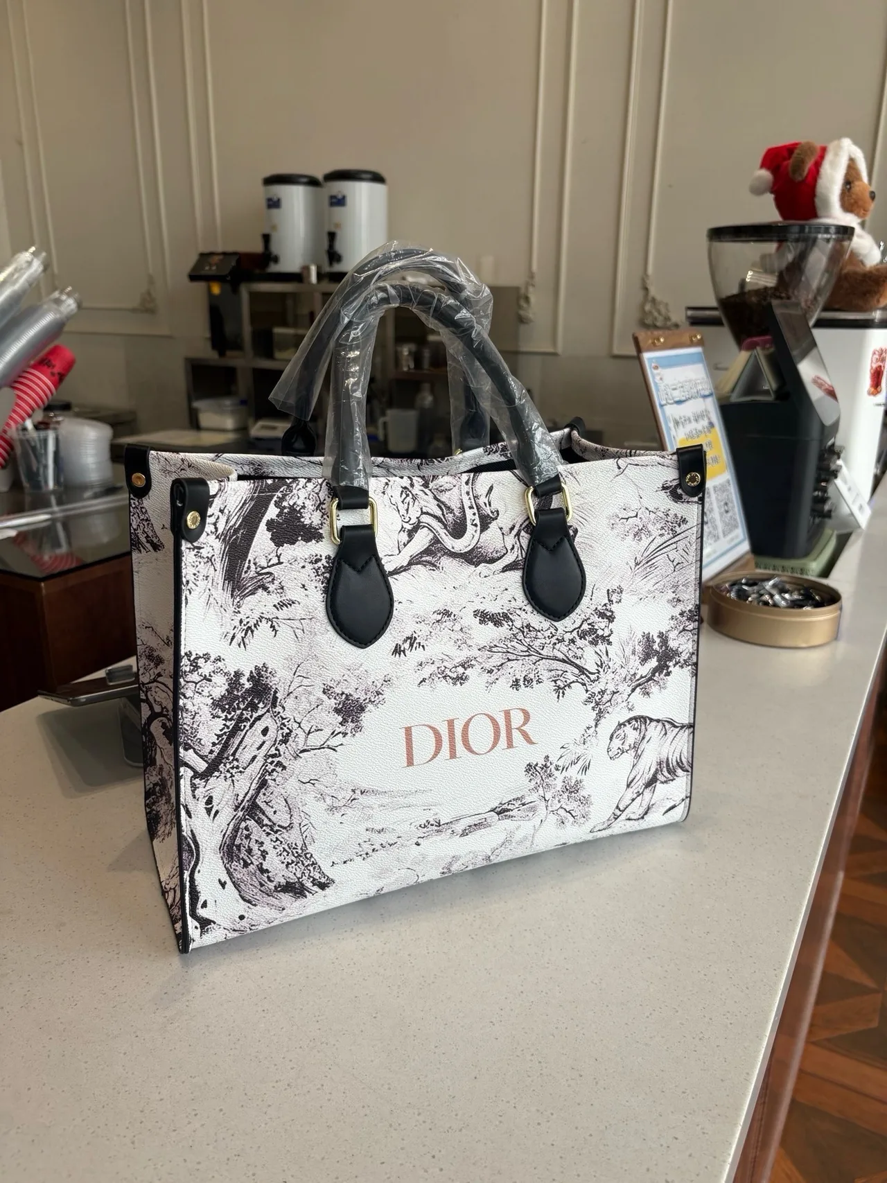 Dior Scenic-Print Structured Tote in White · view 5