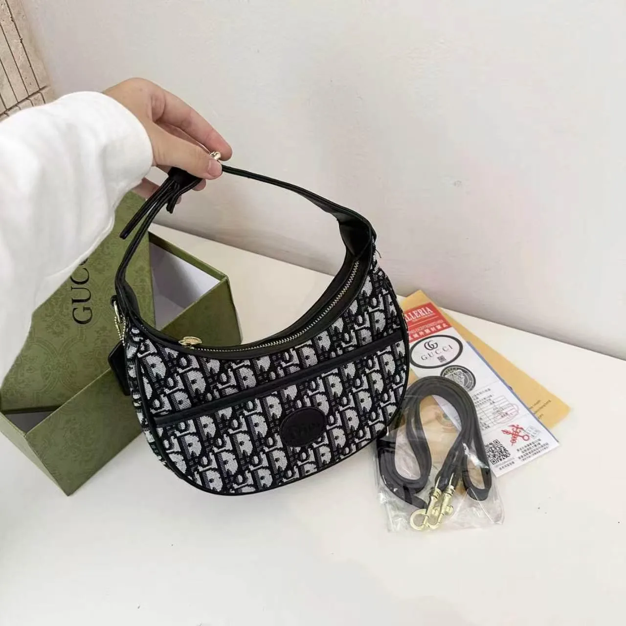 Gucci Crescent shoulder bag in Black & Brown & Yellow & Grey · view 1
