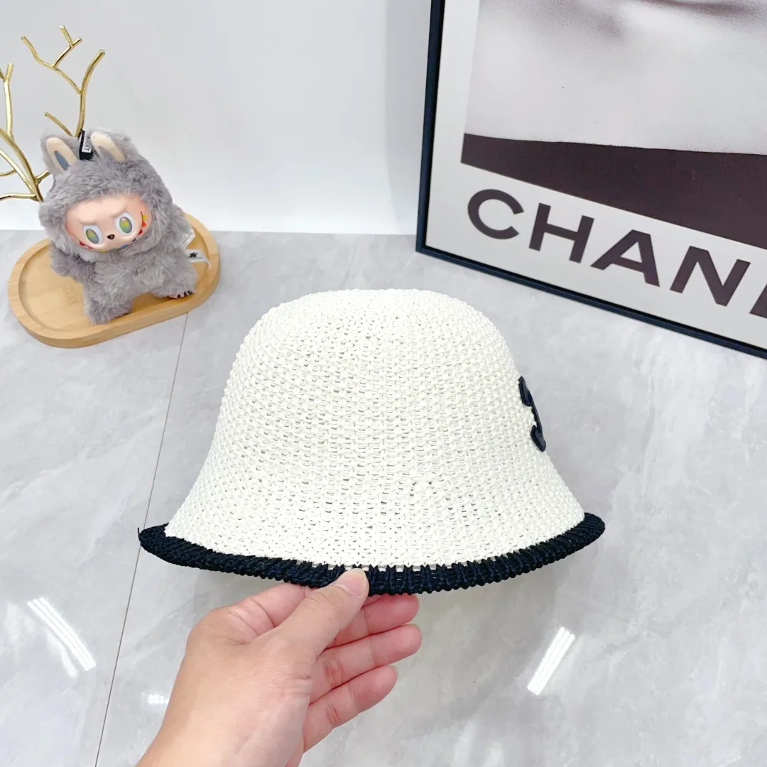 Chanel Woven Bucket Hat in White & Blue & Beige & Brown · view 8
