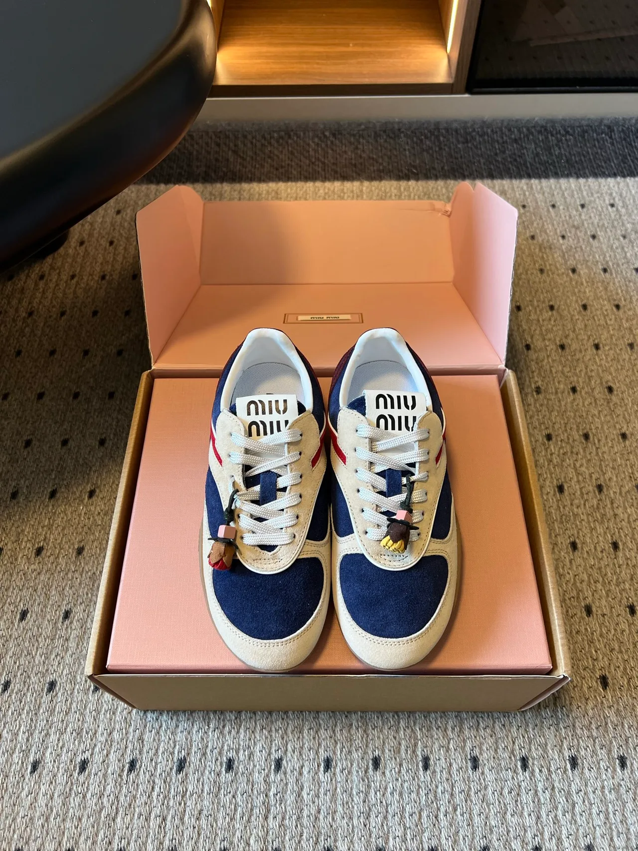 Miu Miu Round-Toe Sneakers in Blue · view 1