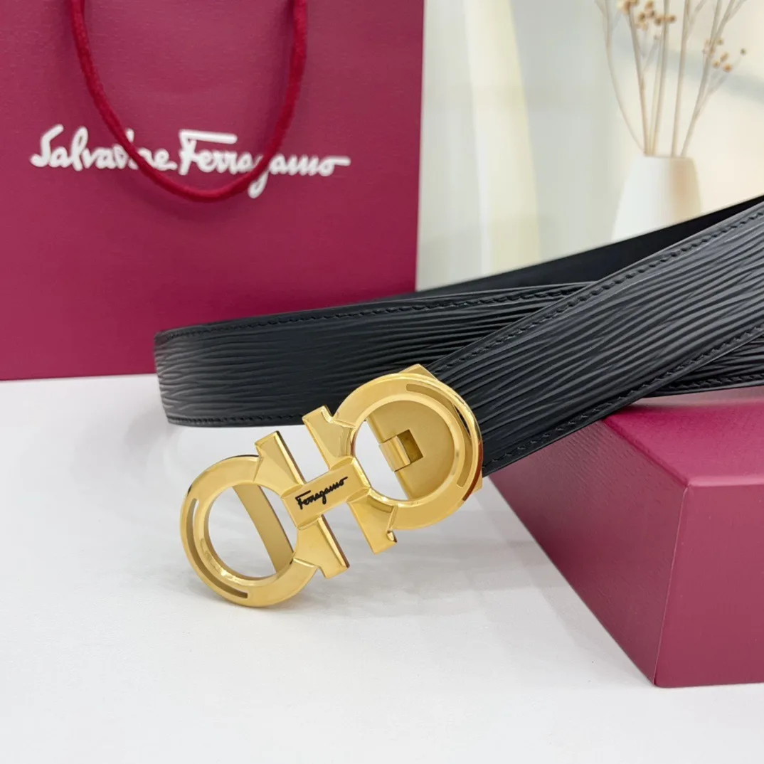 Ferragamo Calfskin Belt in Black · view 4