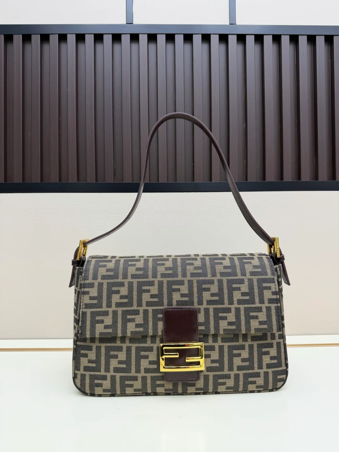 Fendi Baguette Cowhide Shoulder Bag in Beige · view 1
