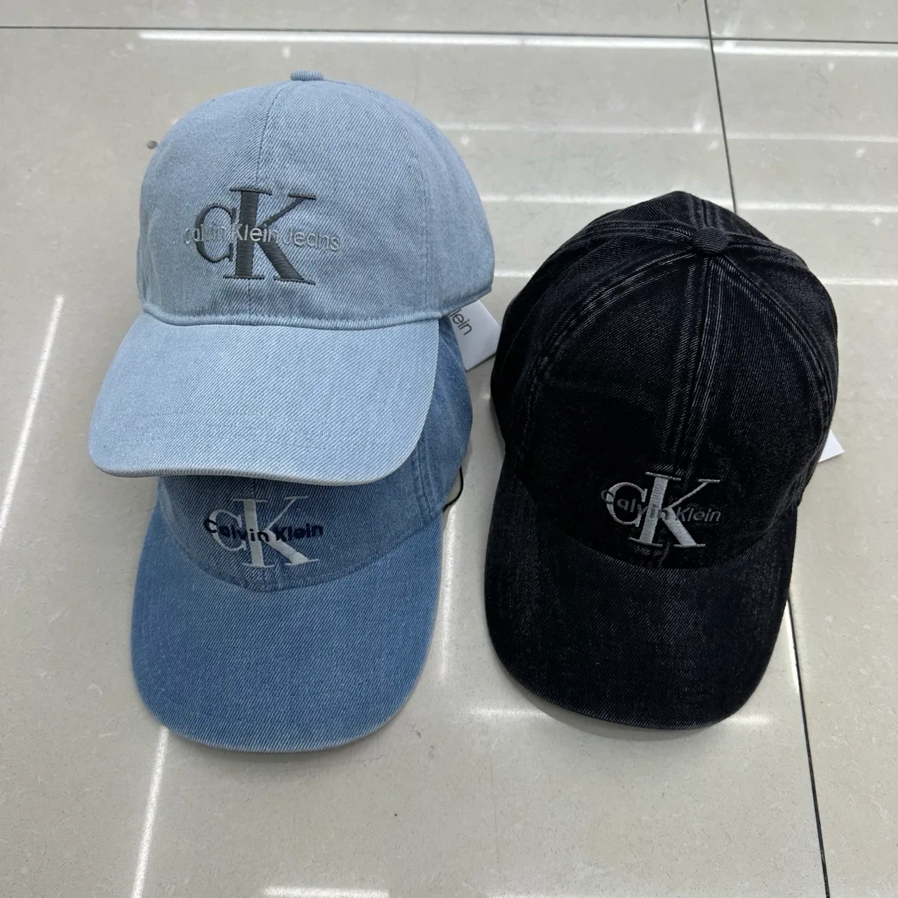 Calvin Klein Denim Baseball Cap in Blue & Black · view 7