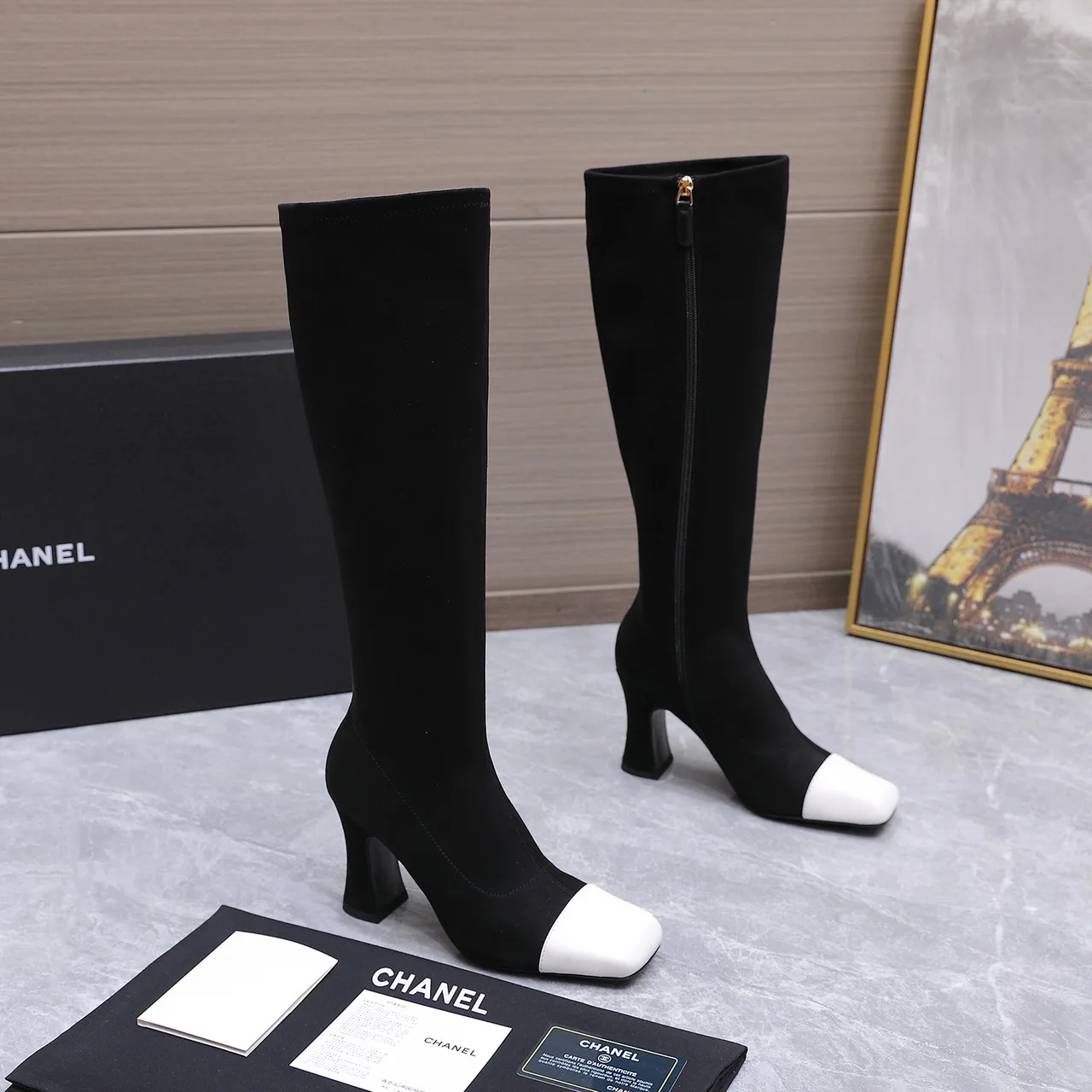 Chanel Cowhide Knee-High Boots in Black · view 5