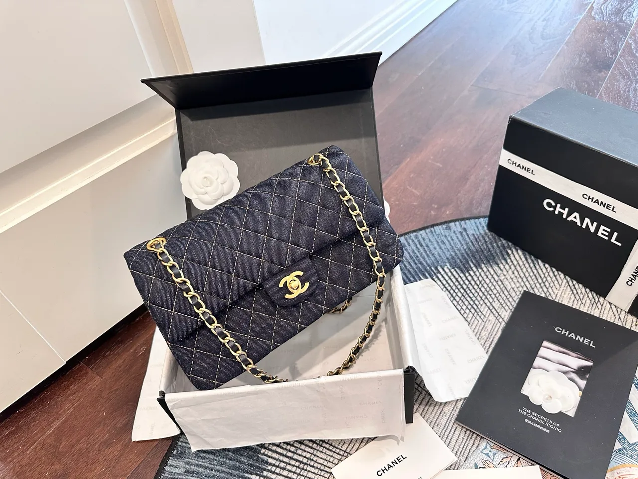 Chanel Denim Flap Shoulder Bag in Blue · view 1
